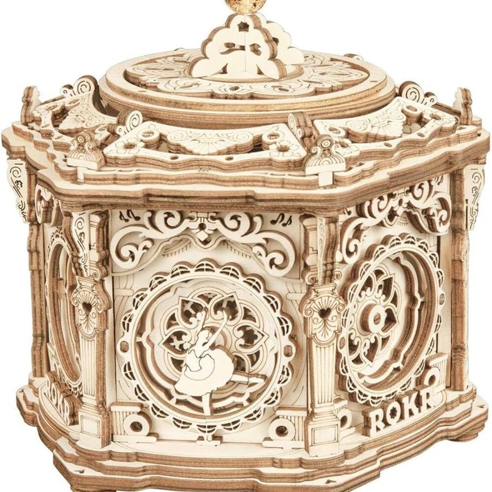 ROKR 3D Wooden Puzzles Delicate Music Box, DIY Mechanical Model Kits AMK52